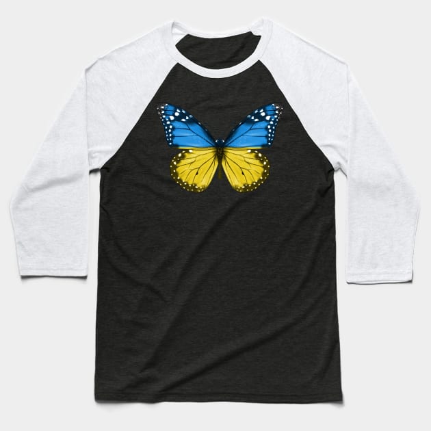 Ukrainian Flag  Butterfly - Gift for Ukrainian From Ukraine Baseball T-Shirt by Country Flags